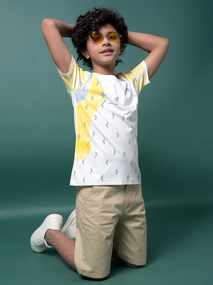 White Printed T-Shirt-Boys T-Shirts-Crimsoune Club
