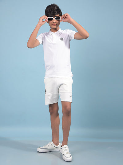White Polo-Neck T-Shirt-Boys T-Shirts-Crimsoune Club