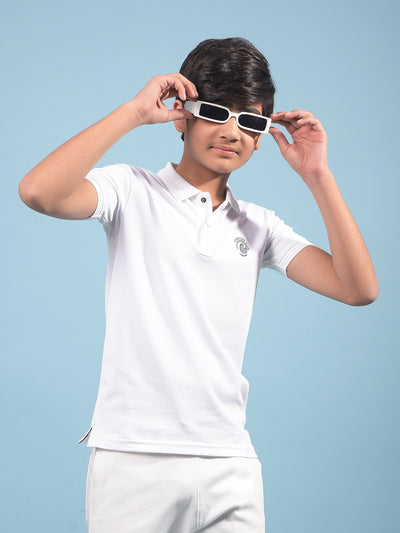 White Polo-Neck T-Shirt-Boys T-Shirts-Crimsoune Club