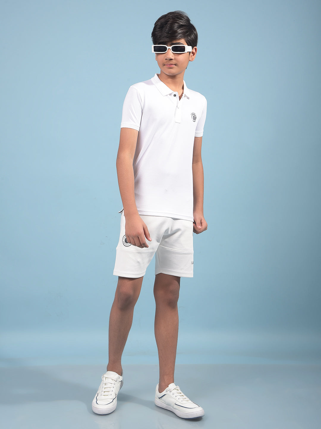 White Polo-Neck T-Shirt-Boys T-Shirts-Crimsoune Club