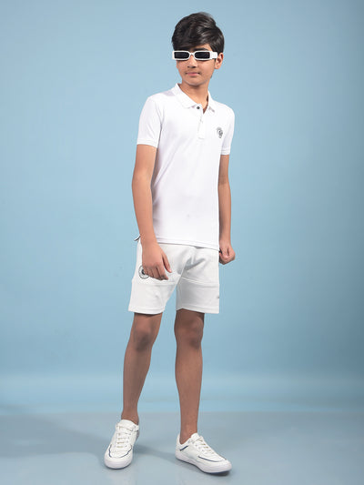 White Polo-Neck T-Shirt-Boys T-Shirts-Crimsoune Club