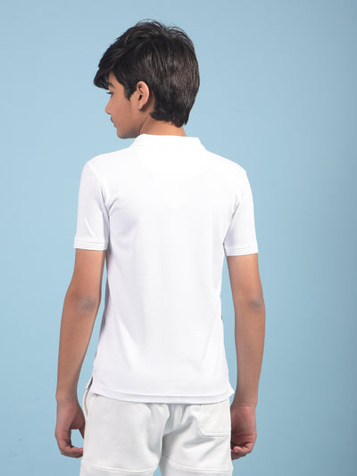 White Polo-Neck T-Shirt-Boys T-Shirts-Crimsoune Club