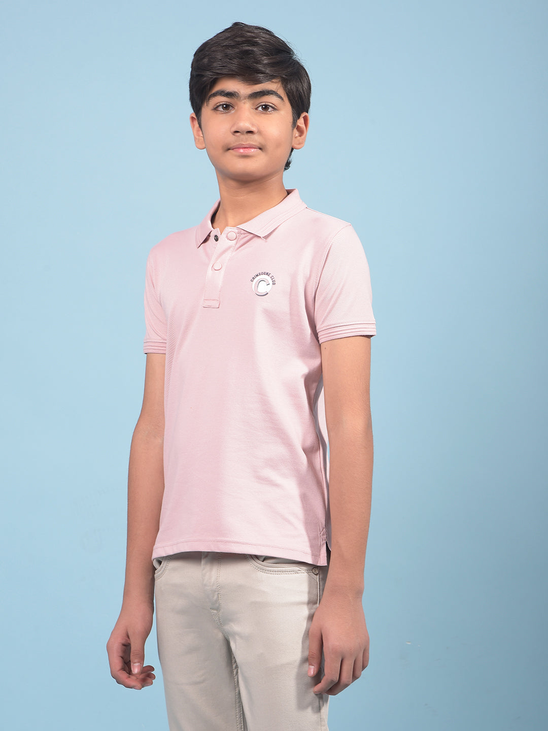 Pink Polo-Neck T-Shirt-Boys T-Shirts-Crimsoune Club