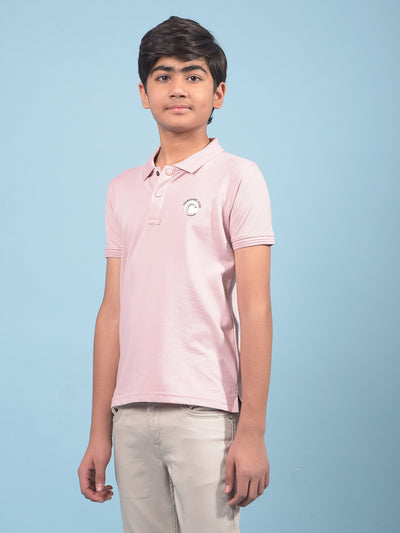 Pink Polo-Neck T-Shirt-Boys T-Shirts-Crimsoune Club