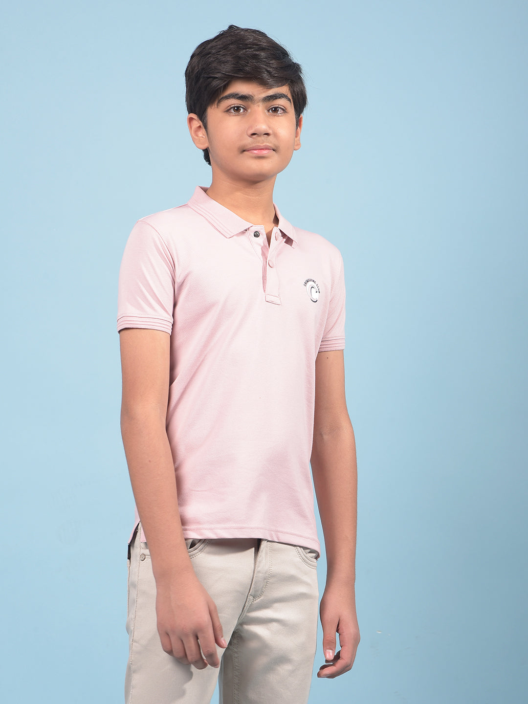 Pink Polo-Neck T-Shirt-Boys T-Shirts-Crimsoune Club