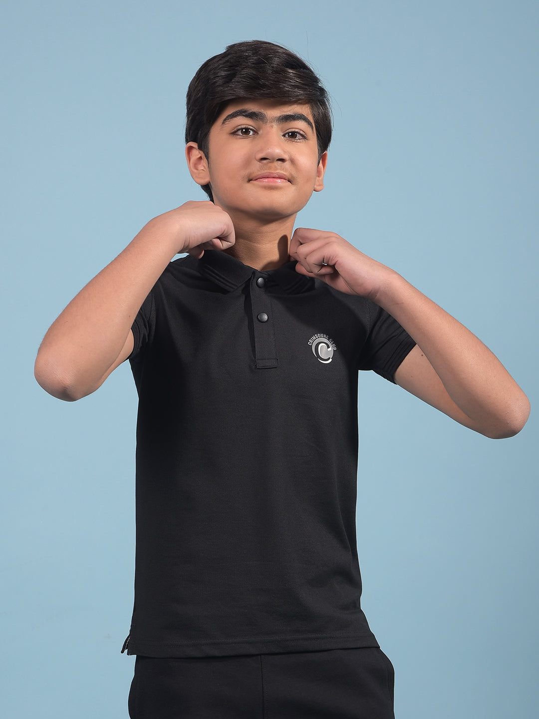 Black Polo-Neck T-Shirt-Boys T-Shirts-Crimsoune Club