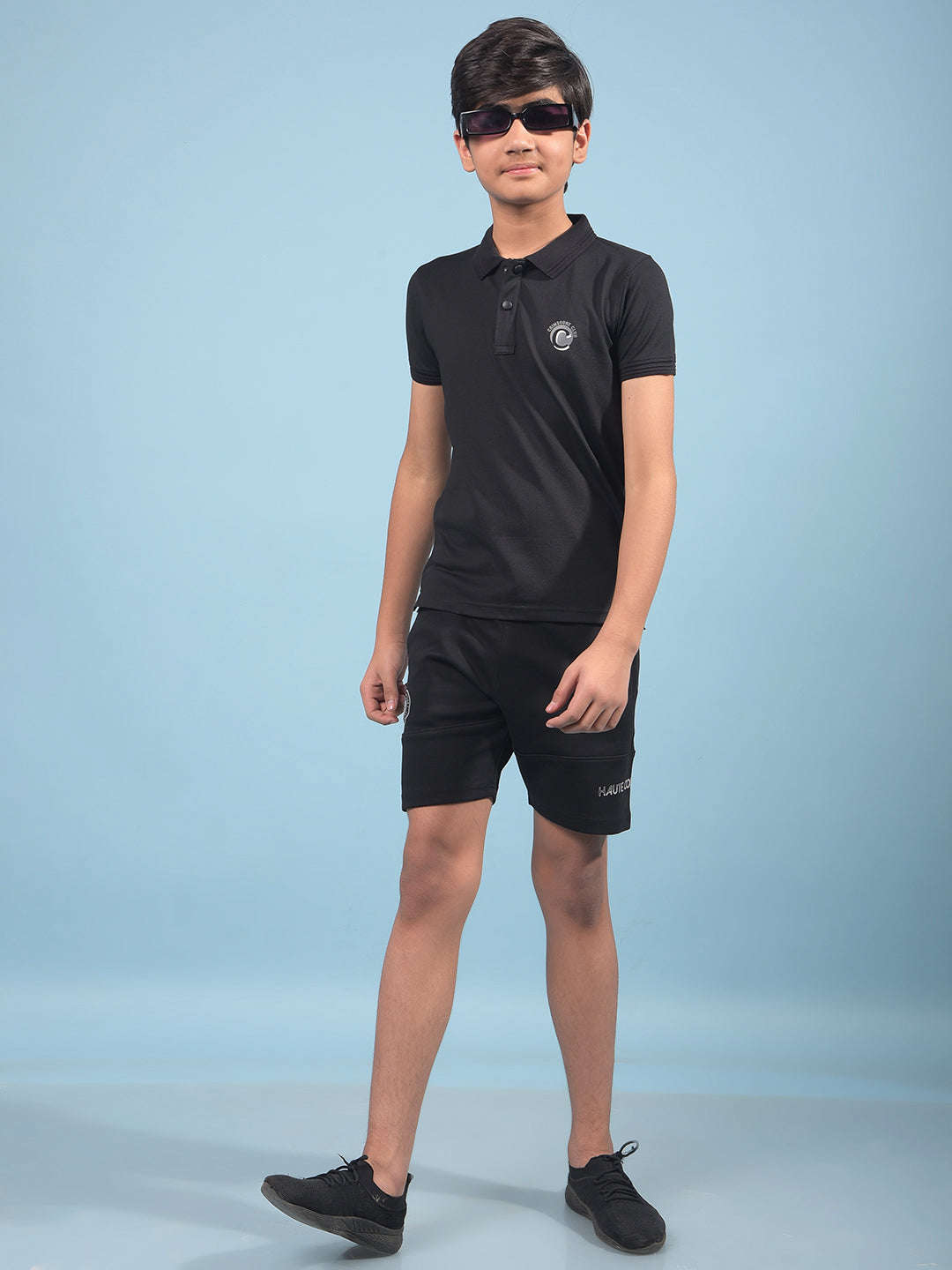 Black Polo-Neck T-Shirt-Boys T-Shirts-Crimsoune Club
