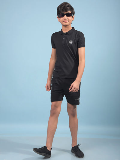 Black Polo-Neck T-Shirt-Boys T-Shirts-Crimsoune Club
