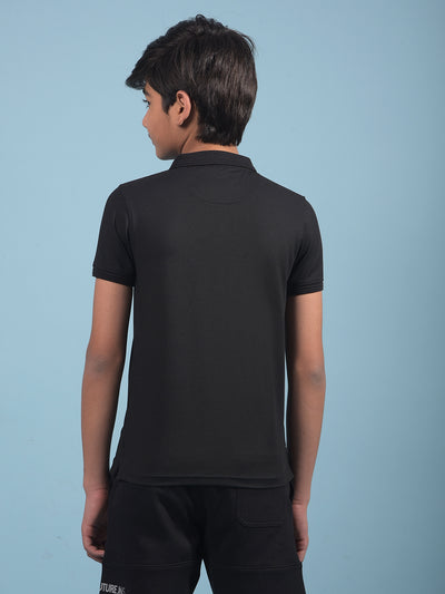 Black Polo-Neck T-Shirt-Boys T-Shirts-Crimsoune Club