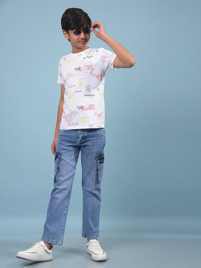 White Printed T-Shirt-Boys T-Shirts-Crimsoune Club