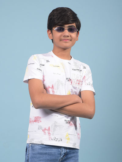 White Printed T-Shirt-Boys T-Shirts-Crimsoune Club