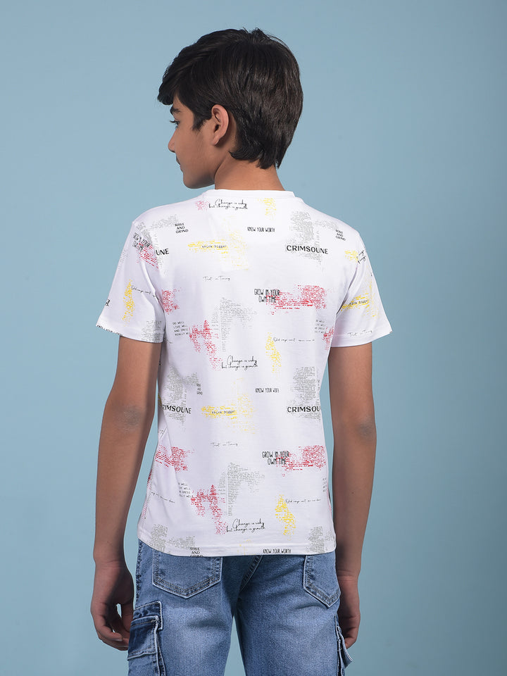 White Printed T-Shirt-Boys T-Shirts-Crimsoune Club