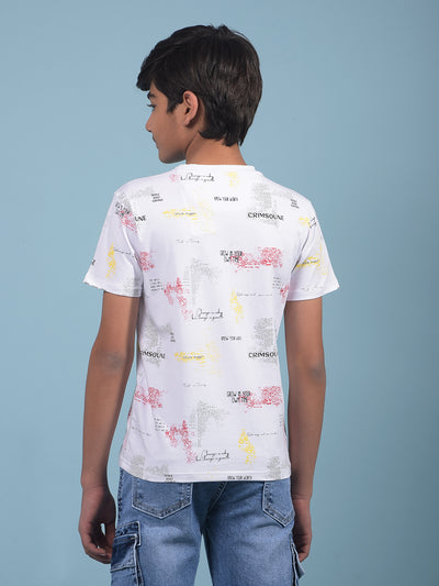 White Printed T-Shirt-Boys T-Shirts-Crimsoune Club
