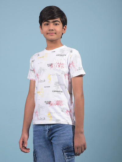 White Printed T-Shirt-Boys T-Shirts-Crimsoune Club