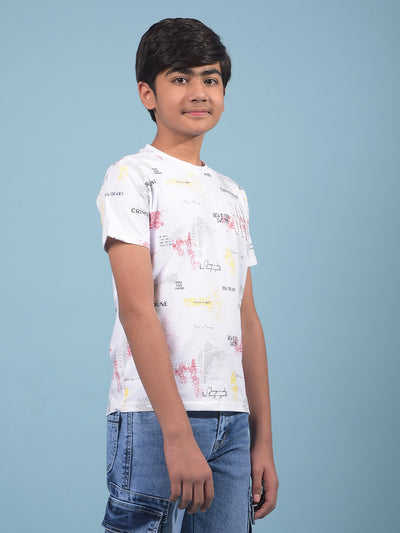 White Printed T-Shirt-Boys T-Shirts-Crimsoune Club