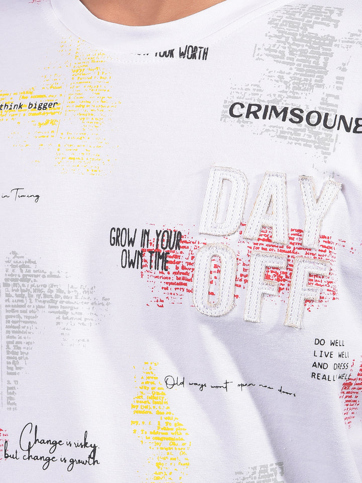 White Printed T-Shirt-Boys T-Shirts-Crimsoune Club