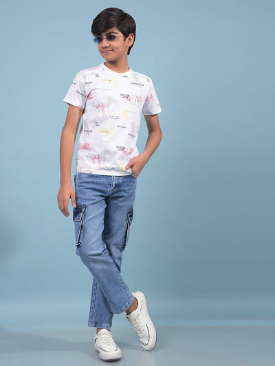 White Printed T-Shirt-Boys T-Shirts-Crimsoune Club