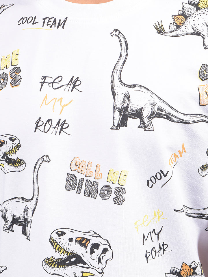 White Printed T-Shirt-Boys T-Shirts-Crimsoune Club