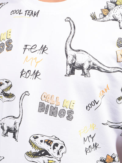 White Printed T-Shirt-Boys T-Shirts-Crimsoune Club