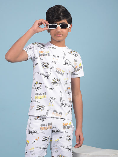 White Printed T-Shirt-Boys T-Shirts-Crimsoune Club