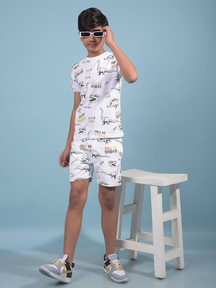 White Printed T-Shirt-Boys T-Shirts-Crimsoune Club