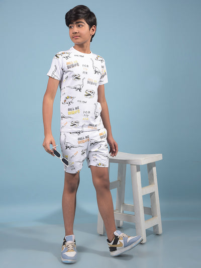 White Printed T-Shirt-Boys T-Shirts-Crimsoune Club