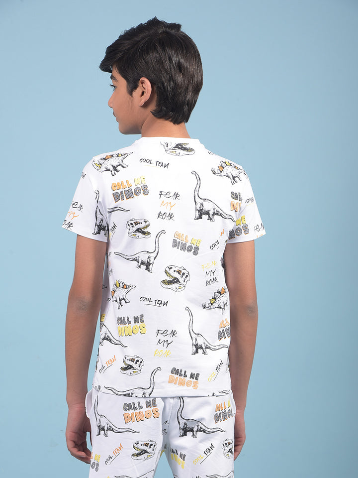 White Printed T-Shirt-Boys T-Shirts-Crimsoune Club