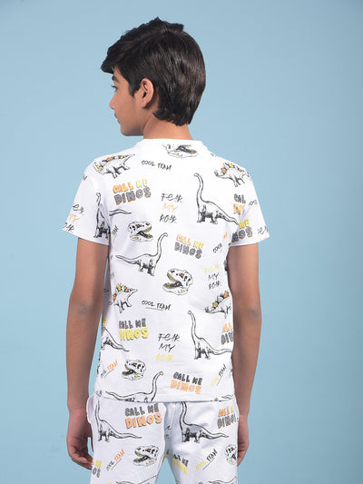 White Printed T-Shirt-Boys T-Shirts-Crimsoune Club