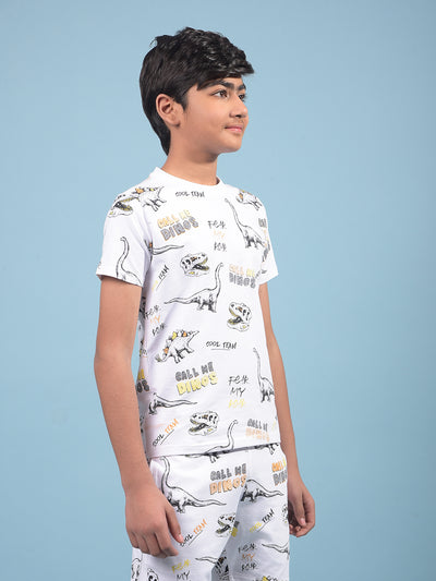 White Printed T-Shirt-Boys T-Shirts-Crimsoune Club