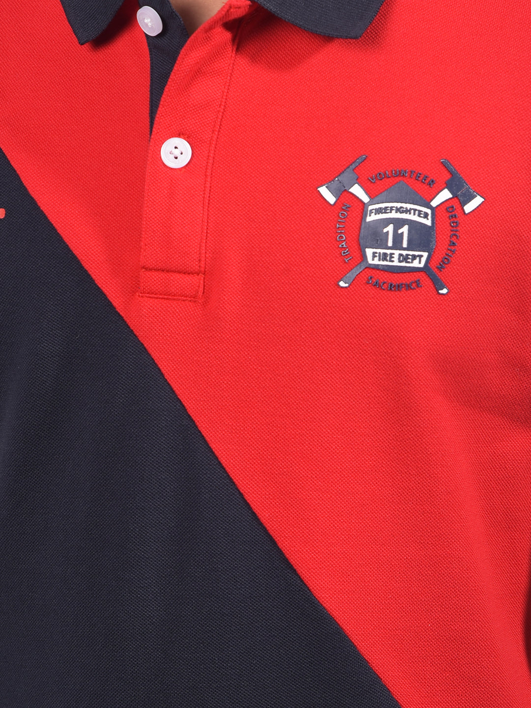 Red Color-Blocked Polo-Neck T-Shirt-Boys T-Shirts-Crimsoune Club