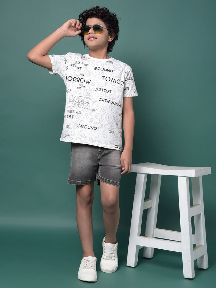 White Graphic Print T-Shirt-Boys T-Shirts-Crimsoune Club