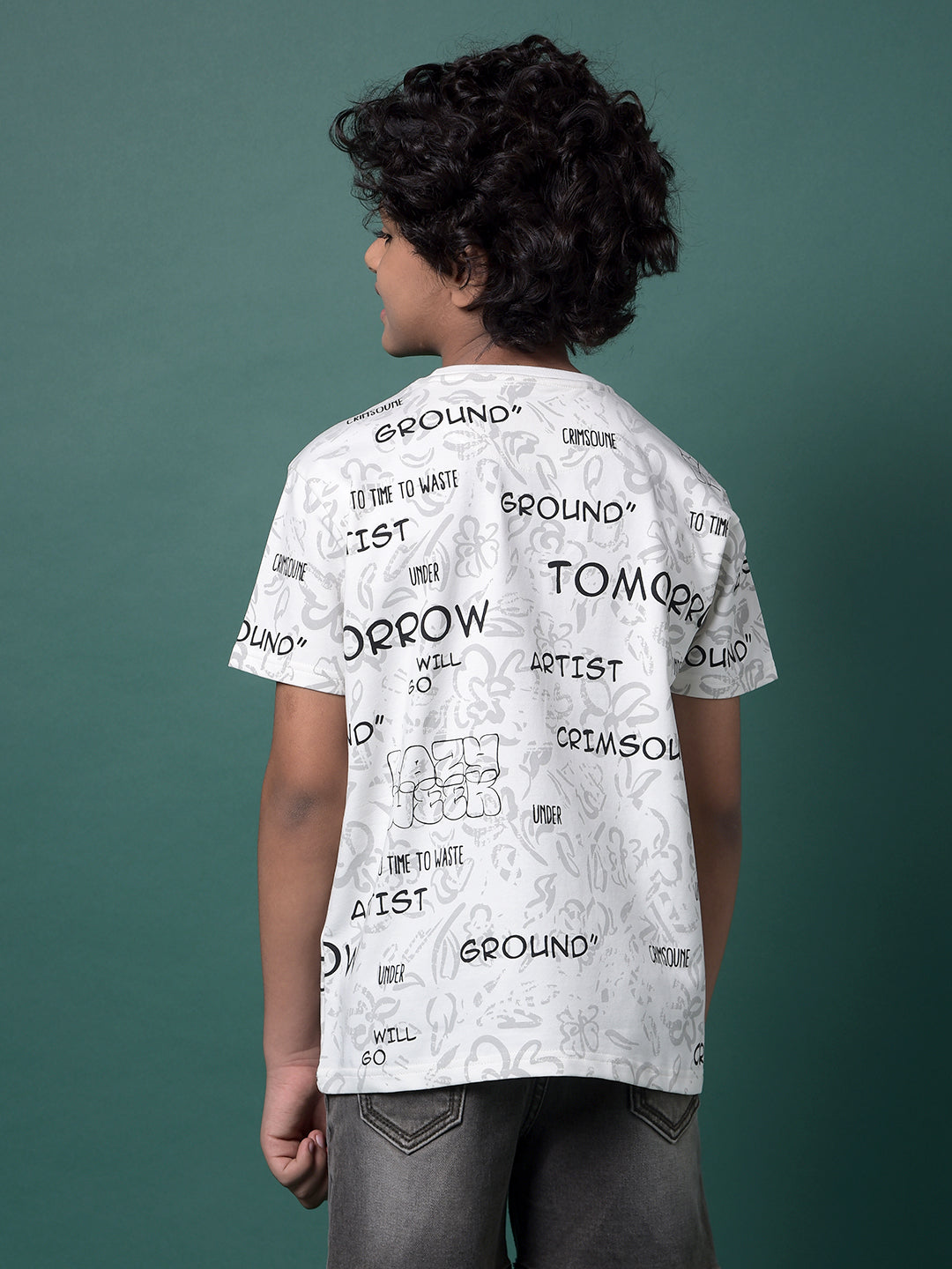 White Graphic Print T-Shirt-Boys T-Shirts-Crimsoune Club