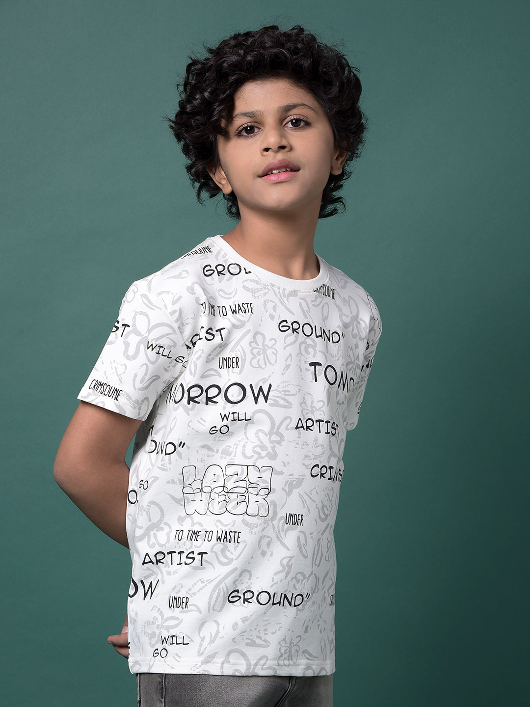 White Graphic Print T-Shirt-Boys T-Shirts-Crimsoune Club