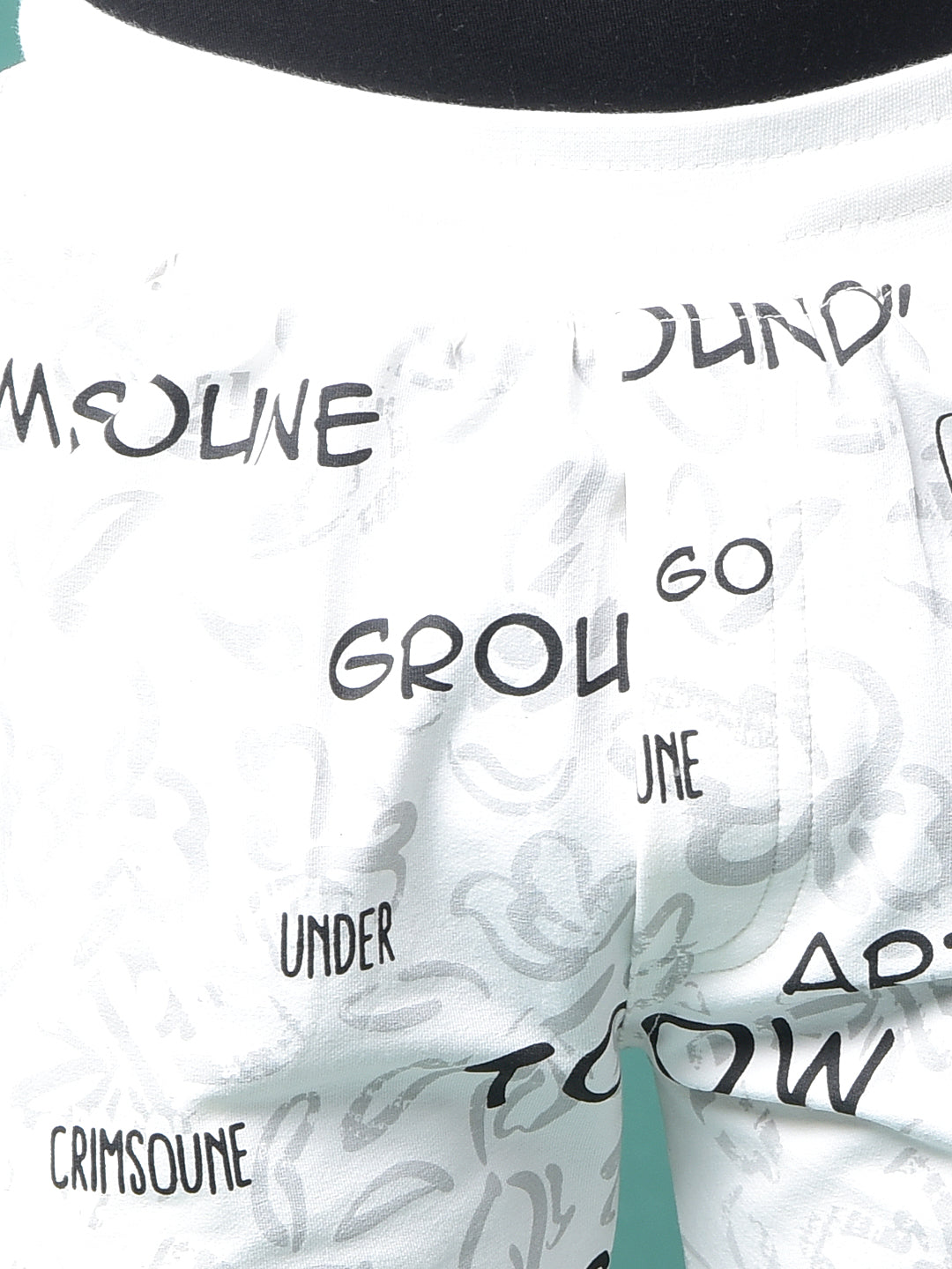 White Typographic Print Shorts-Boys Shorts-Crimsoune Club