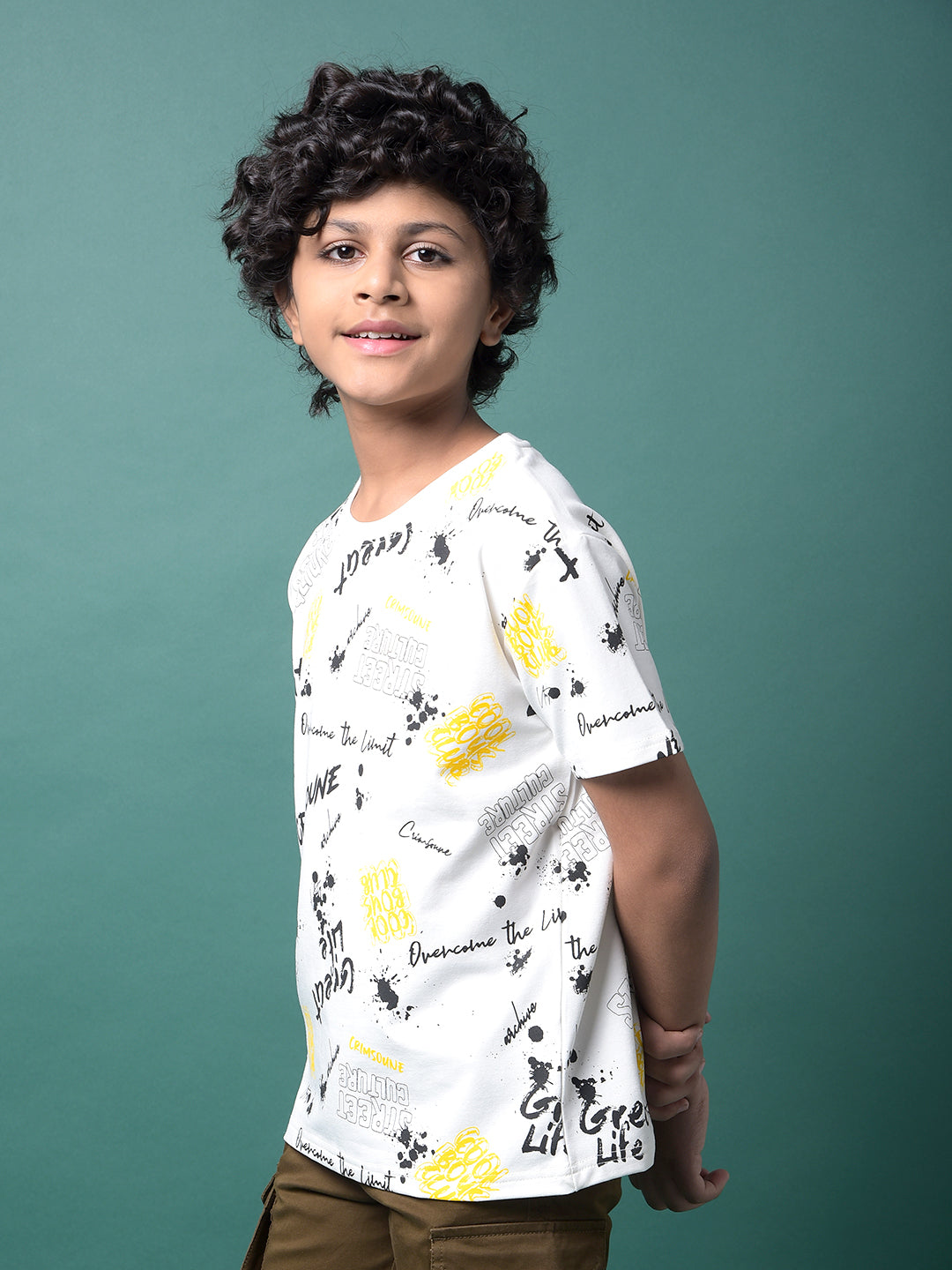 White Graphic Print T-Shirt-Boys T-Shirts-Crimsoune Club