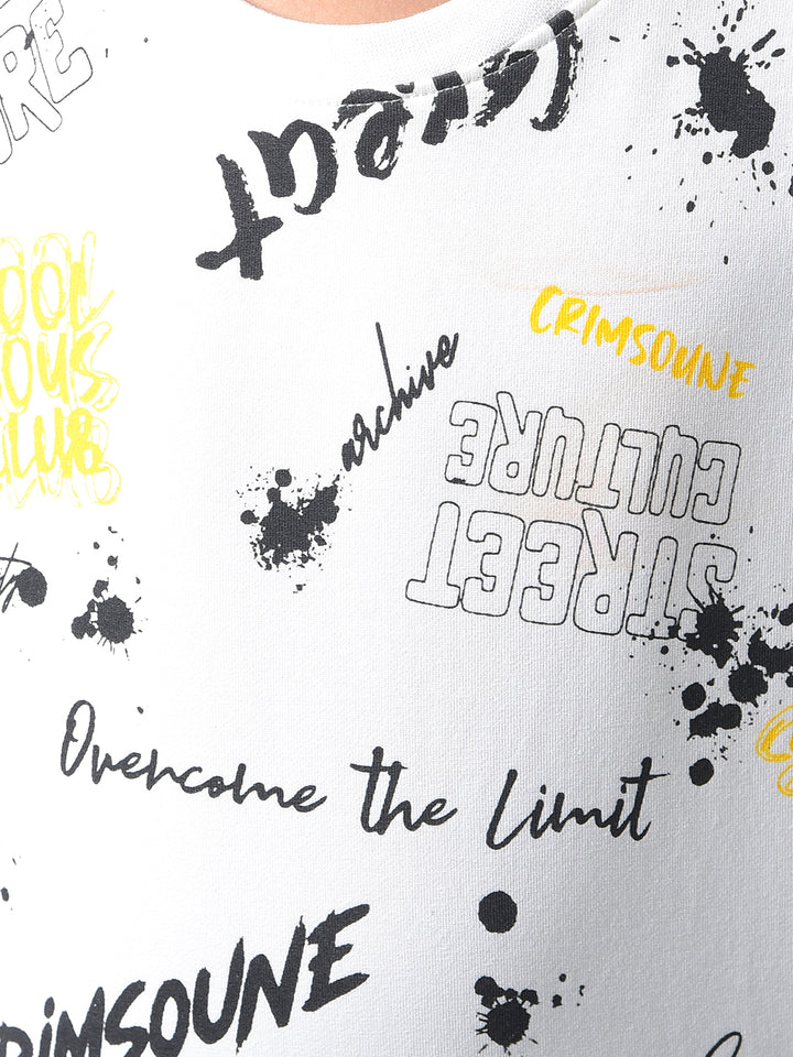 White Graphic Print T-Shirt-Boys T-Shirts-Crimsoune Club