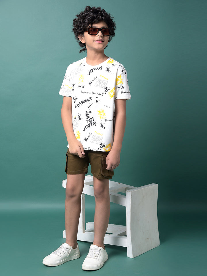 White Graphic Print T-Shirt-Boys T-Shirts-Crimsoune Club