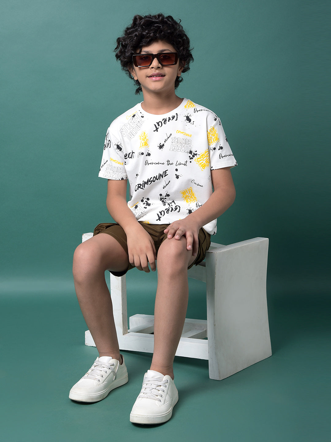 White Graphic Print T-Shirt-Boys T-Shirts-Crimsoune Club