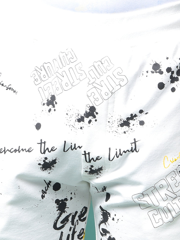 White Typographic Print Shorts-Boys Shorts-Crimsoune Club