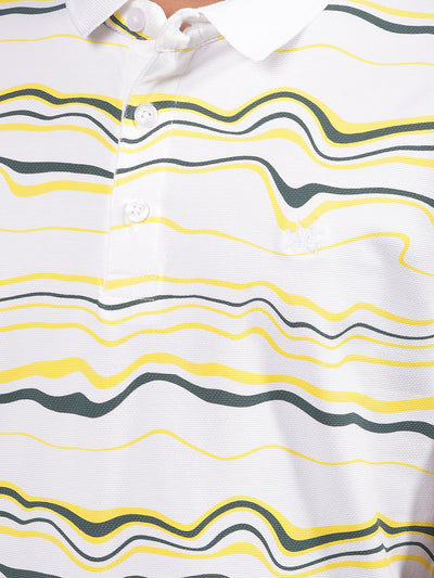 White Printed Polo-Neck T-Shirt-Boys T-Shirts-Crimsoune Club