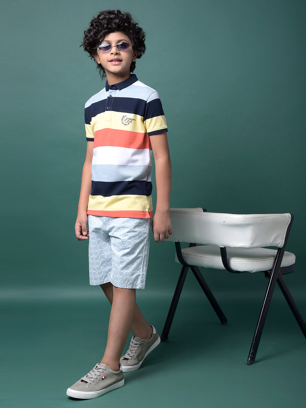Multi-Color Horizontal Stripes Polo Neck T-Shirt-Boys T-Shirts-Crimsoune Club