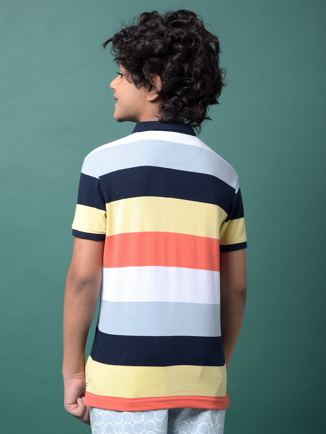 Multi-Color Horizontal Stripes Polo Neck T-Shirt-Boys T-Shirts-Crimsoune Club