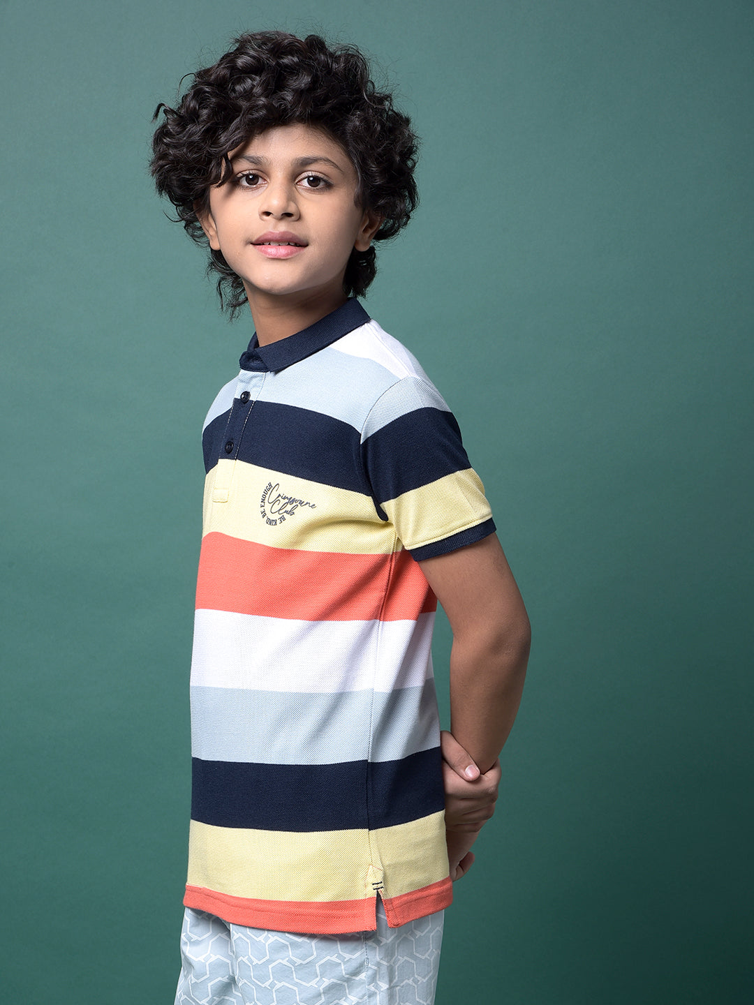 Multi-Color Horizontal Stripes Polo Neck T-Shirt-Boys T-Shirts-Crimsoune Club