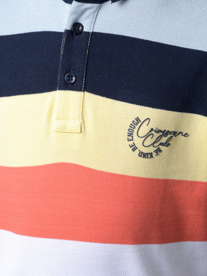 Multi-Color Horizontal Stripes Polo Neck T-Shirt-Boys T-Shirts-Crimsoune Club