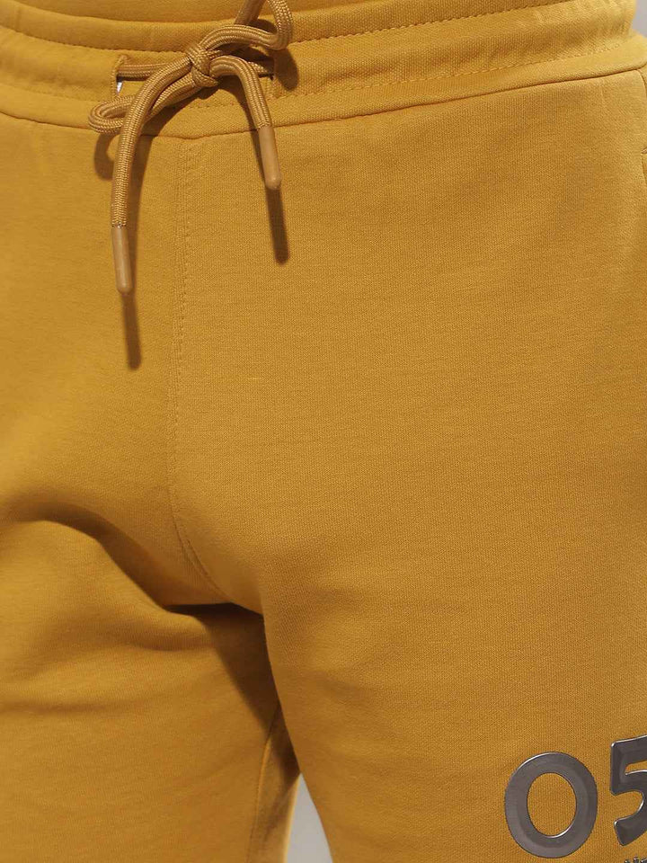 Mustard Typographic Print Shorts