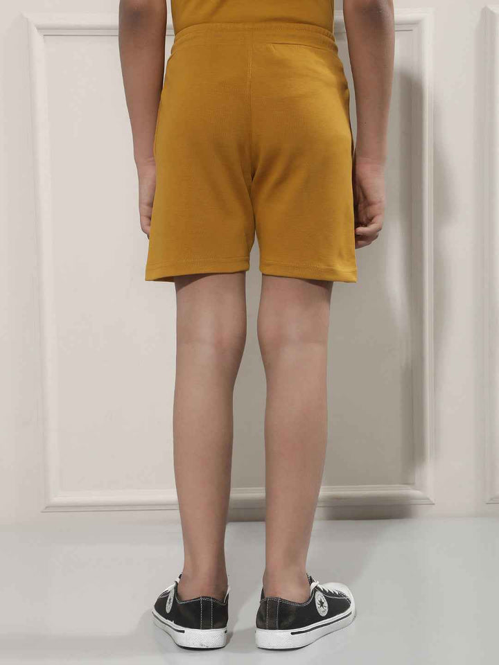 Mustard Typographic Print Shorts