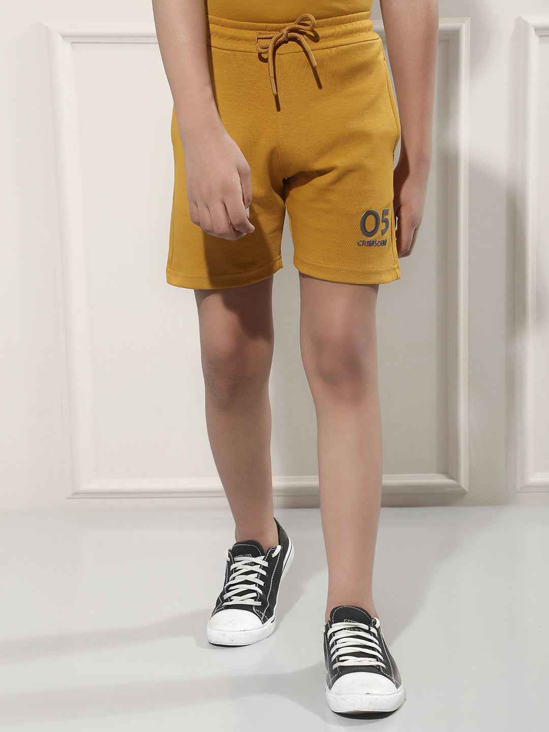 Mustard Typographic Print Shorts