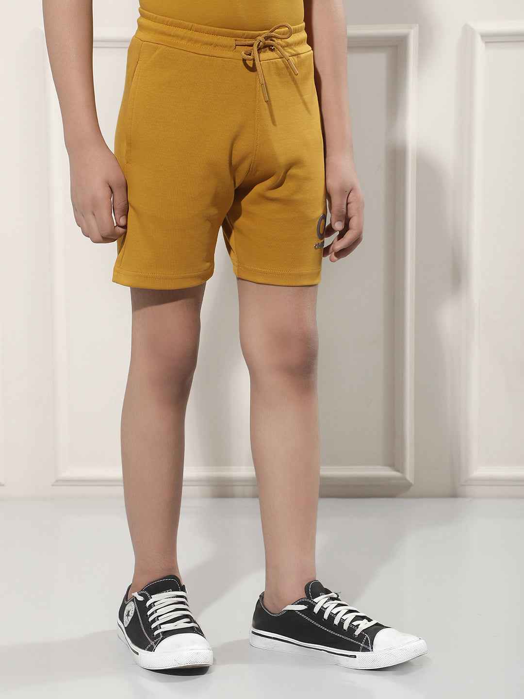 Mustard Typographic Print Shorts