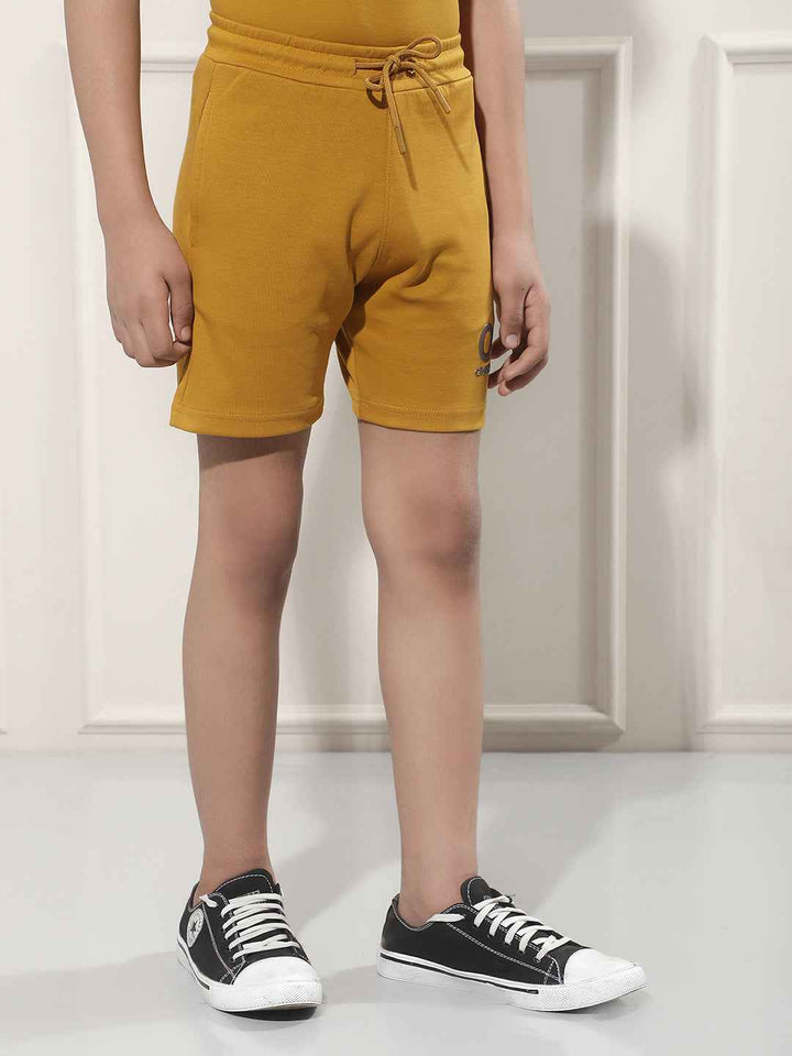 Mustard Typographic Print Shorts