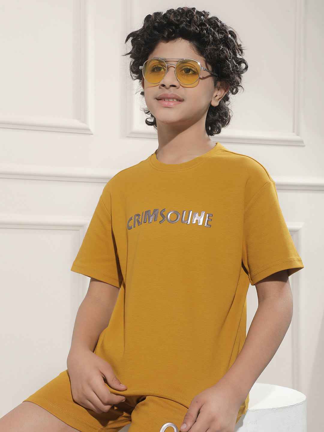 Mustard Typographic Print 100% Cotton T-Shirt